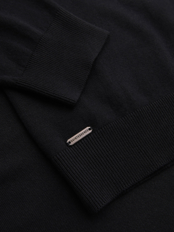 Ombre Clothing Pulover tricotat pentru bărbați cu buline structurate - albastru închis Ombre Clothing