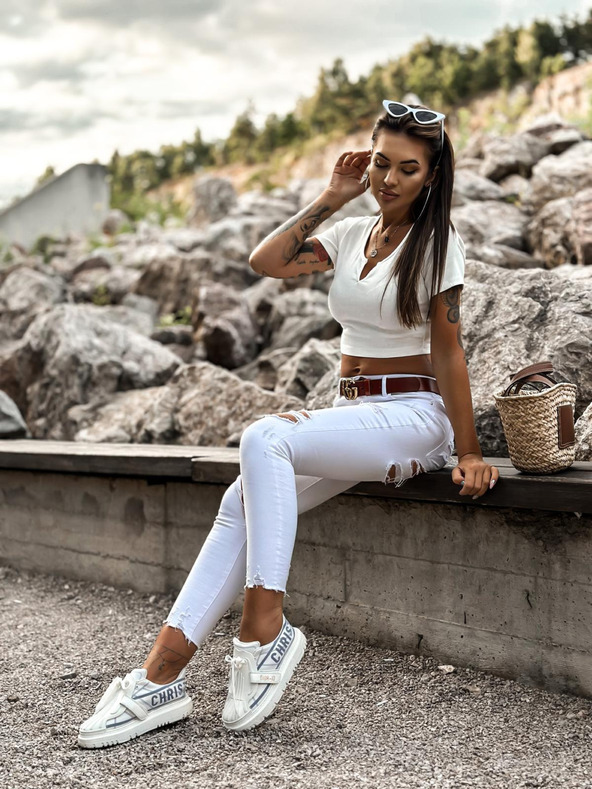 Edoti Tricou alb pentru femei EDOTI Fashion