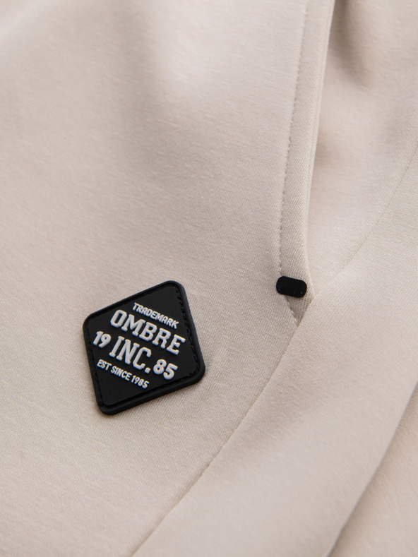 Ombre Clothing Pantaloni de trening pentru bărbați cu manșete cu nervuri și fermoar decorativ - Sand Ombre Clothing