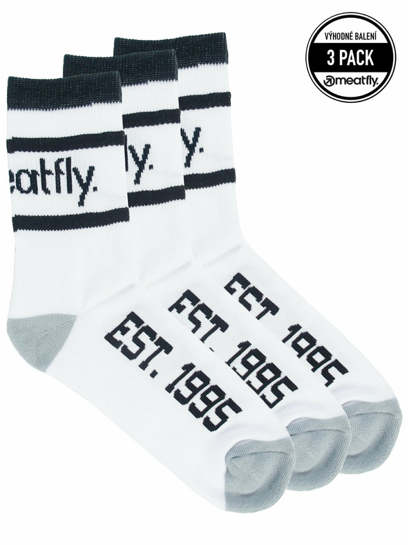 Meatfly Meatfly Socks Long Triple Pack White | White | Size
