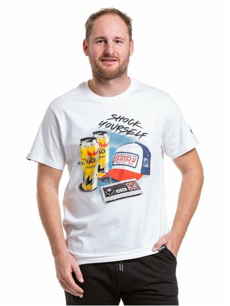 Meatfly Tricou pentru bărbați Meatfly Big Shock 8Bit White | Alb | Mărime