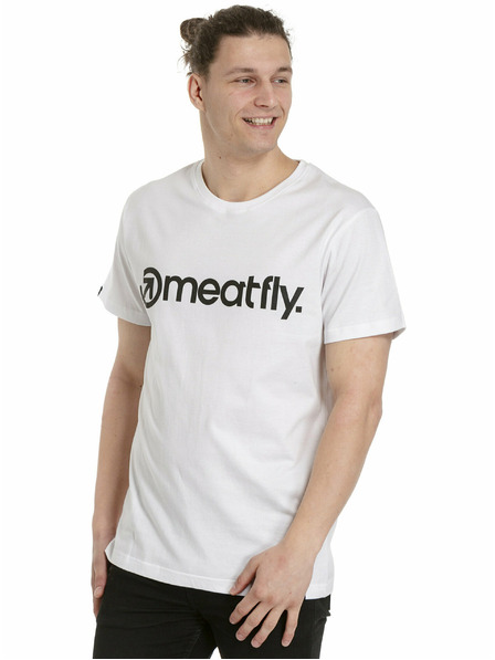 Meatfly Tricou pentru bărbați Meatfly MF Logo White | Alb | Mărime M | 100% bumbac