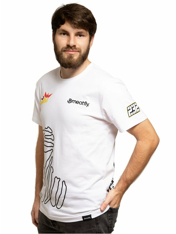Meatfly Tricou pentru bărbați Meatfly Big Shock Dakar White | Alb | Mărime M | 100% bumbac