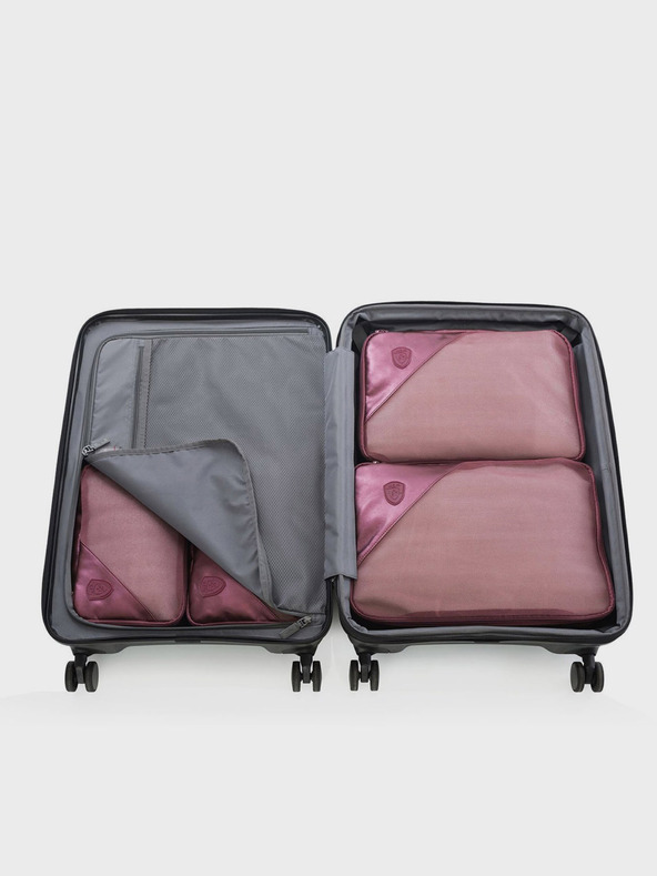 Heys Set of five travel pouches in dark pink Heys Metallic Packing Cube 5pc