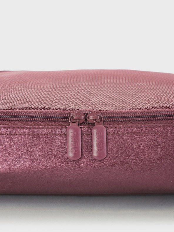 Heys Set of five travel pouches in dark pink Heys Metallic Packing Cube 5pc