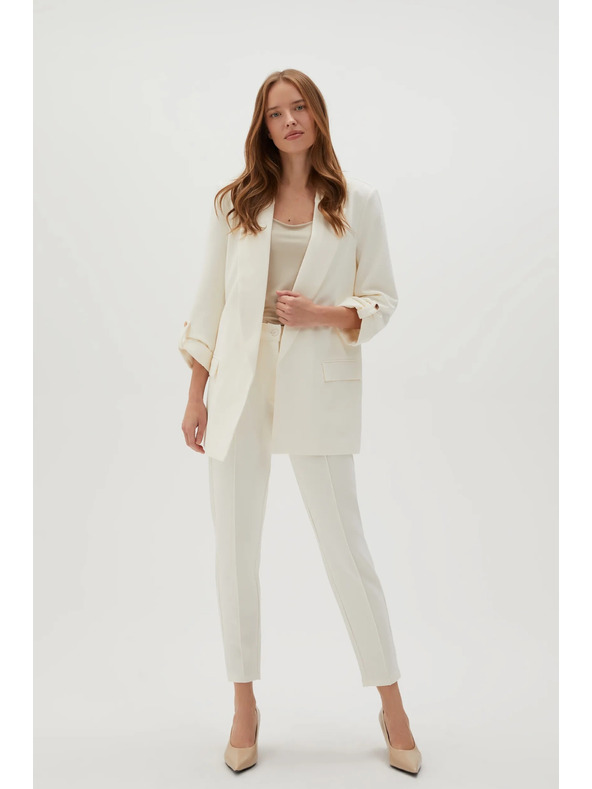 Moodo Pantaloni albi pentru femei Moodo