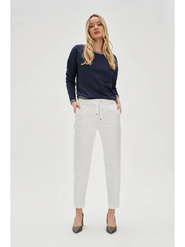 Moodo Pantaloni albi pentru femei Moodo