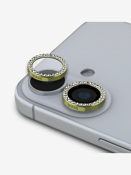 Guess Guess Fixed Glitter Protecție Lentile pentru iPhone 16/16 Plus Auriu