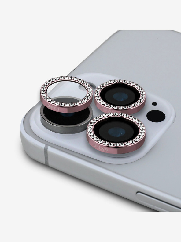 Guess Guess Fixed Glitter Protecție Lentile pentru iPhone 16 Pro/16 Pro Max Roz