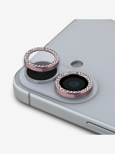Guess Guess Fixed Glitter Protecție Lentile pentru iPhone 16/16 Plus Roz