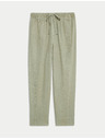 Marks & Spencer Pantaloni elastici vopsiți, croială îngustă cu șnur Marks & Spencer verde