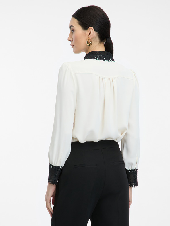 Orsay Cămașă crem de damă cu guler contrastant ORSAY