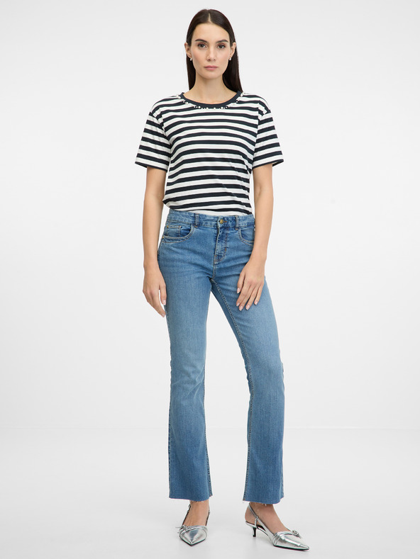 Orsay Tricou cu mânecă scurtă pentru femei, albastru închis, cu dungi ORS