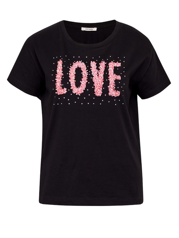 Orsay Tricou negru cu mânecă scurtă pentru femei ORSAY