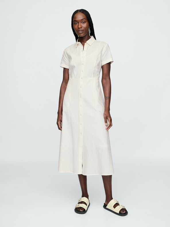 GAP Rochie maxi cămașă din in GAP