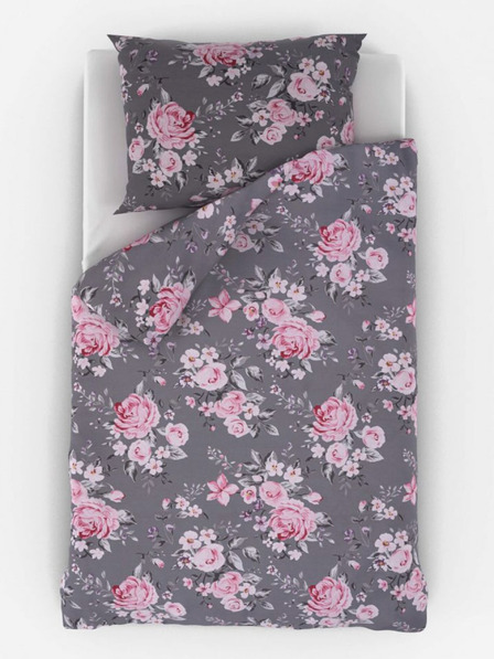 Kvalitex Lenjerie de pat din bumbac prelungită Provence Collection 140x220, 70x90cm Beatrice gri Kvalitex