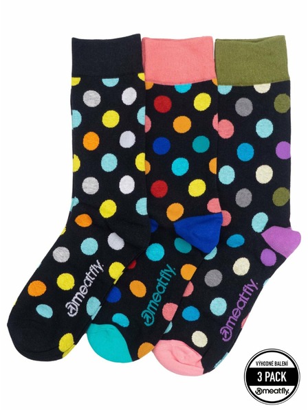 Meatfly Șosete Meatfly Lexy Triple Pack Black Dots | Multicolor | Mărime