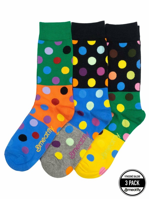 Meatfly Șosete Meatfly Lexy Triple Pack Green Dots | Multicolor | Mărime
