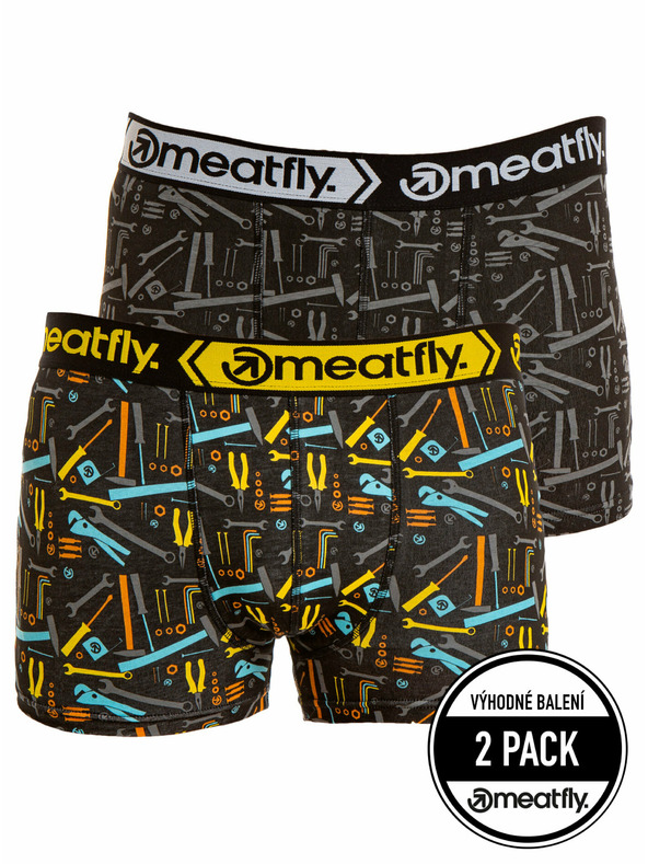 Meatfly Meatfly boxeri pentru bărbați Balboa Boxershorts Double Pack Tools | Negru | Mărime