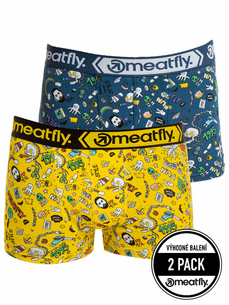 Meatfly Meatfly boxeri pentru bărbați Balboa Boxershorts Double Pack Jamm | Galben | Mărime