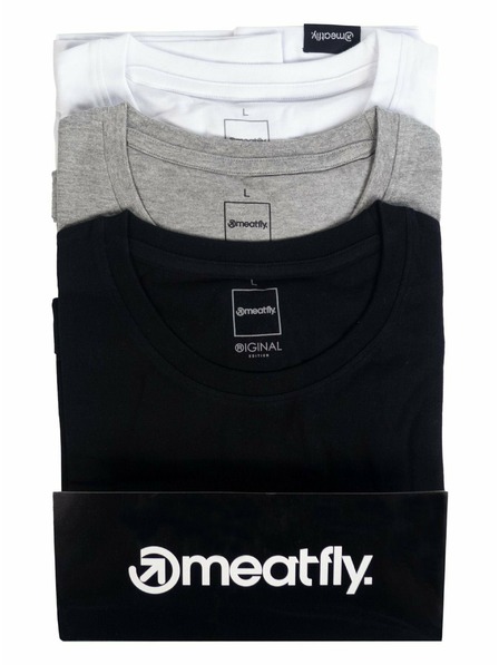 Meatfly Meatfly pachet de tricouri pentru bărbați MF Logo Multipack Black/Grey Heather/White | Negru | Mărime