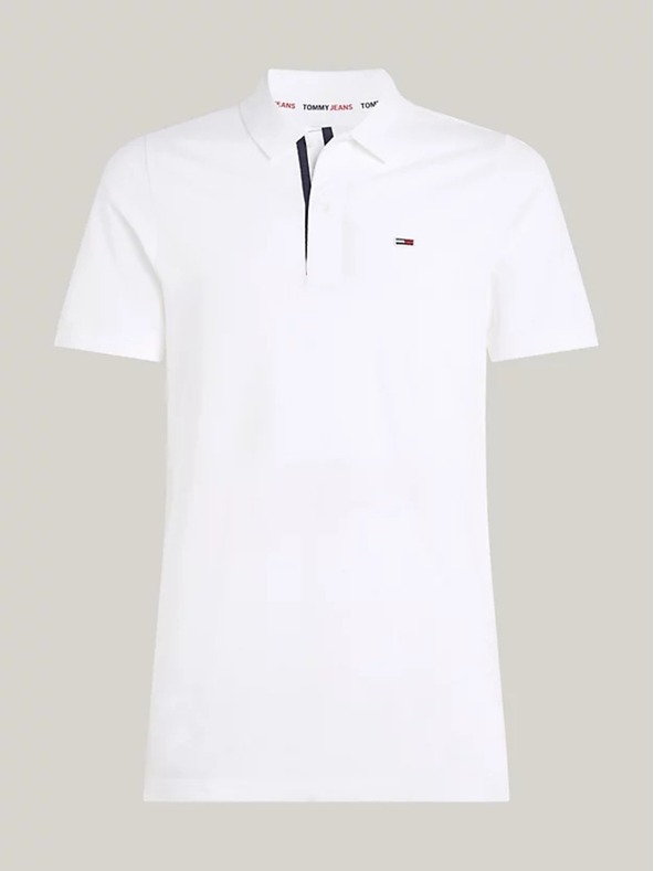 Tommy Jeans Tricou polo alb pentru bărbați Tommy Jeans Pure Organic Slim Fit Polo YBR Alb