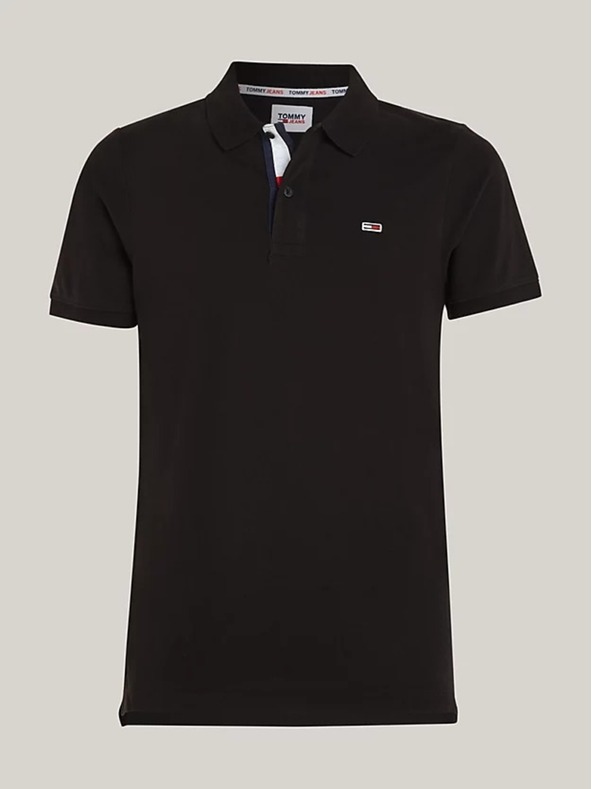 Tommy Jeans Tricou polo negru pentru bărbați Tommy Jeans Pure Organic Slim Fit Polo BDS Negru