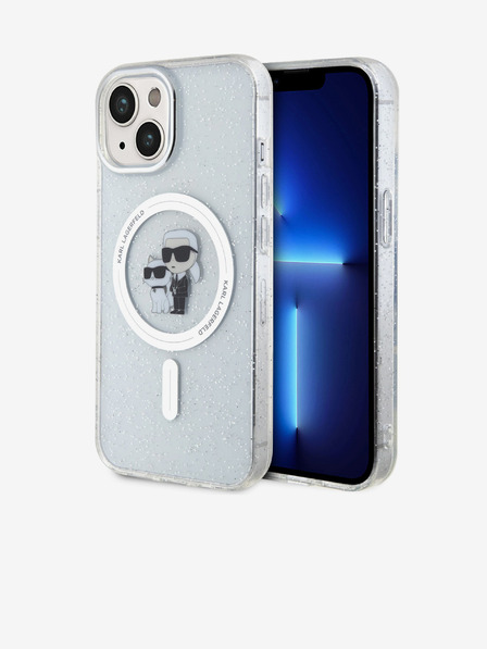 Karl Lagerfeld Karl Lagerfeld IML Glitter Karl și Choupette MagSafe Carcasă Spate pentru iPhone 15 Transparent