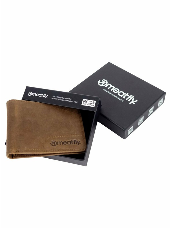 Meatfly Meatfly portofel din piele Eliot Premium Oak | Maro | Mărime