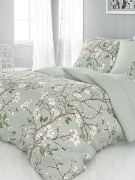 Kvalitex Set lenjerie de pat din satin cu design francez LUXURY COLLECTION 1+2, 240x200, 70x90cm JARO verde