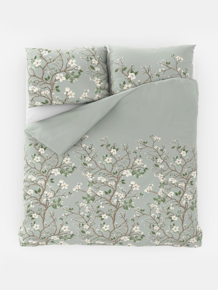 Kvalitex Set lenjerie de pat din satin cu design francez LUXURY COLLECTION 1+2, 240x200, 70x90cm JARO verde