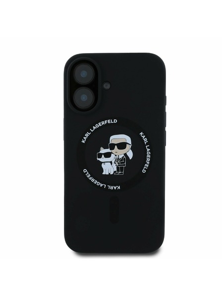 Karl Lagerfeld Karl Lagerfeld Silicon Lichid Karl și Choupette MagSafe Carcasă Spate pentru iPhone 16 Negru