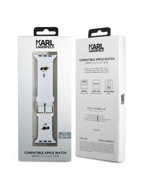 Karl Lagerfeld Karl Lagerfeld Karl și Choupette Head NFT Curea pentru Apple Watch 38/40/41 White