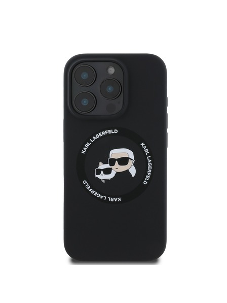 Karl Lagerfeld Karl Lagerfeld Lichid Silicon K&CH Heads MagSafe Husă Spate pentru iPhone 16 Pro Max Black