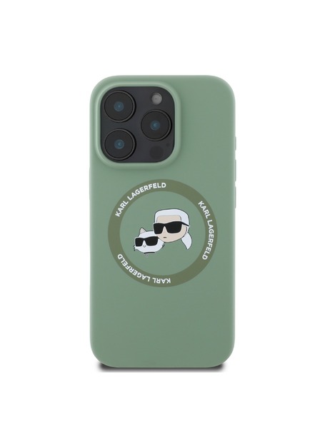 Karl Lagerfeld Karl Lagerfeld Liquid Silicone K&CH Heads MagSafe Carcasă Spate pentru iPhone 16 Pro Kaki