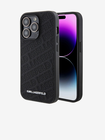 Karl Lagerfeld Karl Lagerfeld PU Quilted Pattern Carcasă Spate pentru iPhone 15 Pro Negru