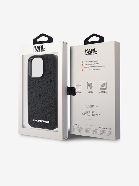 Karl Lagerfeld Karl Lagerfeld PU Quilted Pattern Carcasă Spate pentru iPhone 15 Pro Negru