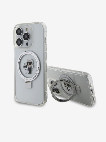 Karl Lagerfeld Ringstand Karl and Choupette MagSafe Carcasă Spate pentru iPhone 15 Pro Max White Karl Lagerfeld