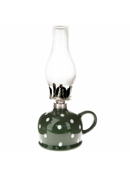 Casa de Engel Lampă cu kerosen din ceramică, verde închis cu buline, 0/9
