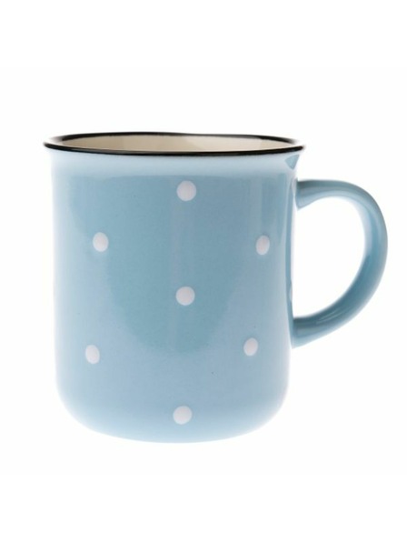 Casa de Engel Cană ceramică - albastru deschis cu buline, 350ml, 6/36