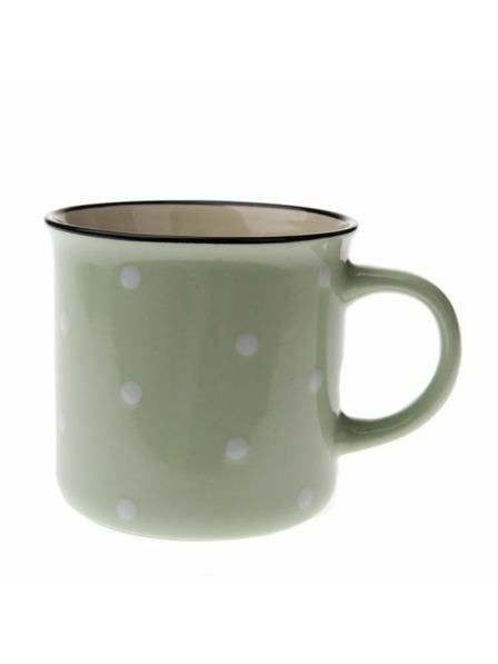 Casa de Engel Cană ceramică - verde deschis cu buline, 470ml, 6/24