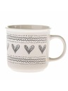 Casa de Engel Cană ceramică cu inimi, albă cu gri, 450ml, 6/36