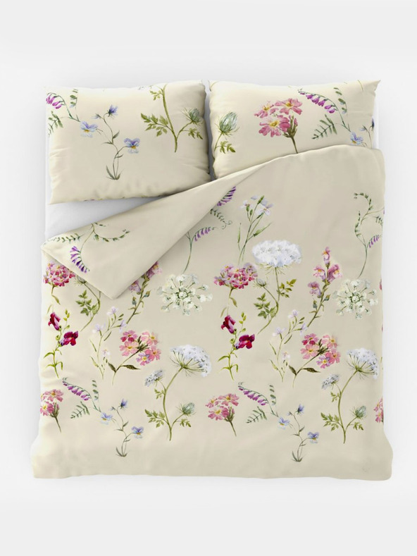 Kvalitex Lenjerie de pat franceză din bumbac DELUX 220x200, 70x90cm BOTANICA crem