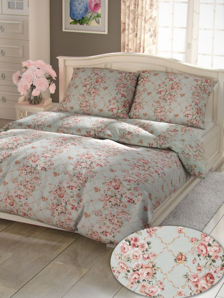 Kvalitex Lenjerie de pat din bumbac francez Provence Collection 200x200, 70x90cm Rosalie verde Qualitex