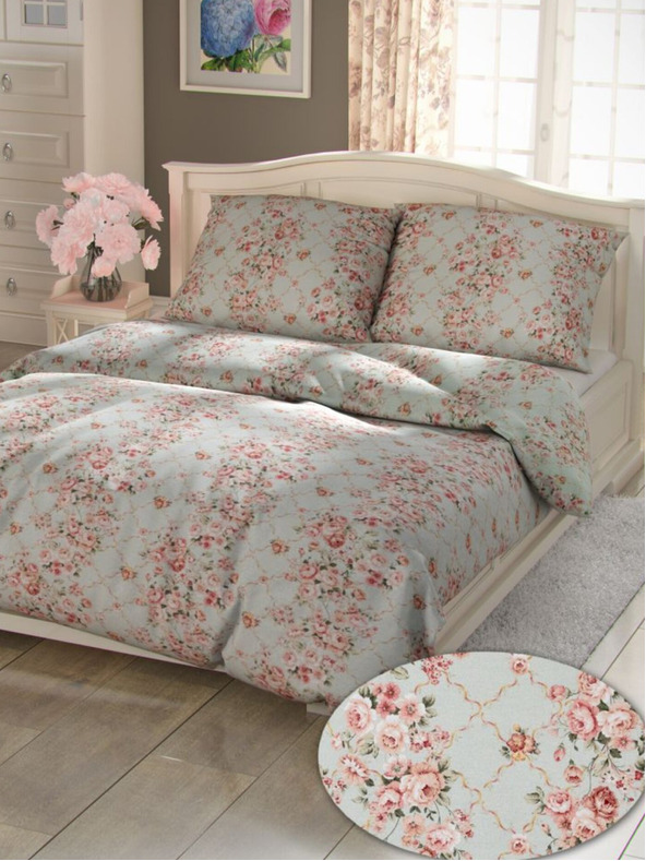 Kvalitex Lenjerie de pat din bumbac francez Provence Collection 200x200, 70x90cm Rosalie verde Qualitex