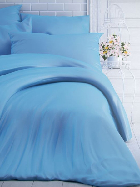 Kvalitex Lenjerie de pat franțuzească din bumbac solid 200x200, 70x90cm albastru