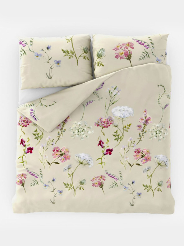 Kvalitex Lenjerie de pat franceză din bumbac DELUX 200x200, 70x90cm BOTANICA crem