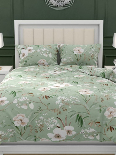 Kvalitex Lenjerie de pat franceză din bumbac DELUX 200x200, 70x90cm MAGNOLIA verde