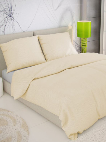 Kvalitex Lenjerie de pat creponată franceză 220x200, 70x90cm cremă Kvalitex