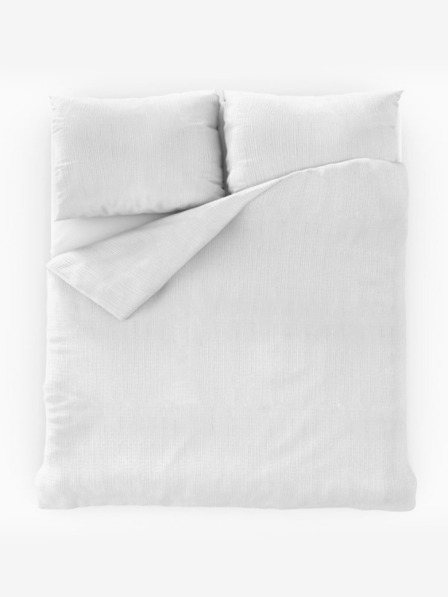 Kvalitex Husă de pilotă creponată franceză 220x200, 70x90cm albă Kvalitex